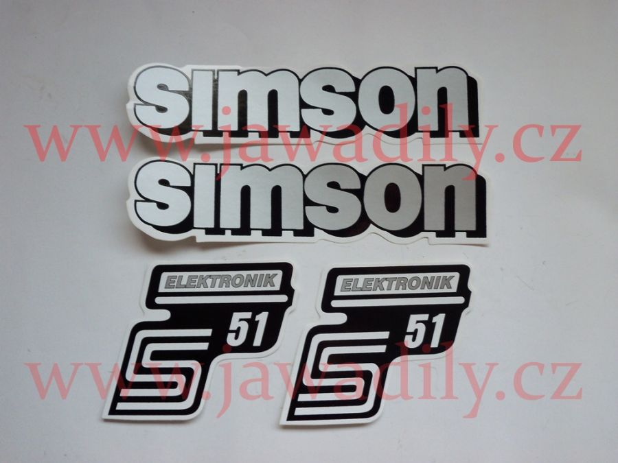 Sada samolepek 4ks (stříbrná) - Simson S51 Elektronik