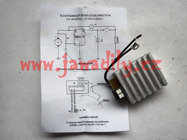 Regulátor dobíjení 6V 45W + pol, elektronický - Jawa, ČZ