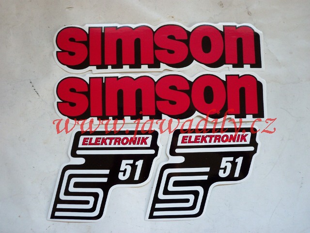 Sada samolepek 4ks (čevená) - Simson S51 Elektronik