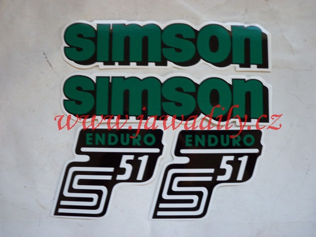Sada samolepek 4ks (zelená) - Simson S51 Enduro