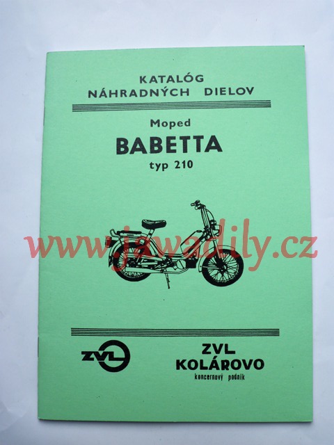 Katalog náhradních dílů určený pro motocykly Jawa 50 Babetta, typ 210, 225, 134