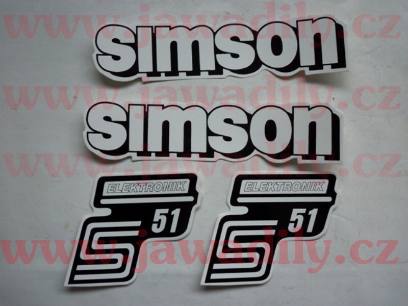 Sada samolepek 4ks (bílá) - Simson S51 Elektronik
