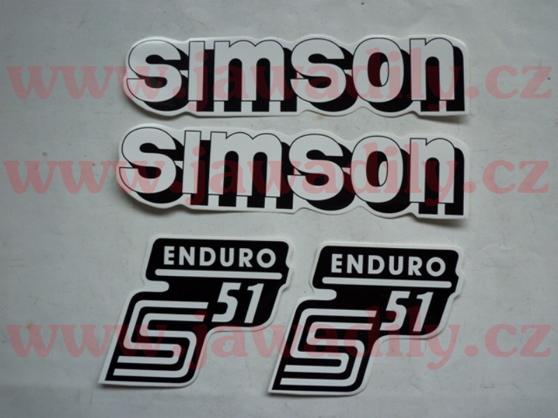 Sada samolepek 4ks (bílá) - Simson S51 Enduro
